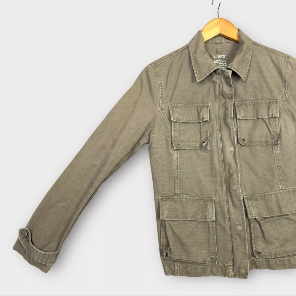 J Crew Women's Utility Cargo Safari Jacket Sz Small Green Military Field Y2K VTG - Picture 6 of 12
